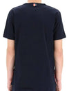 Men's Medium Weight Jersey Tipped Pocket Crewneck Short Short Sleeve T-Shirt Navy - THOM BROWNE - BALAAN 3