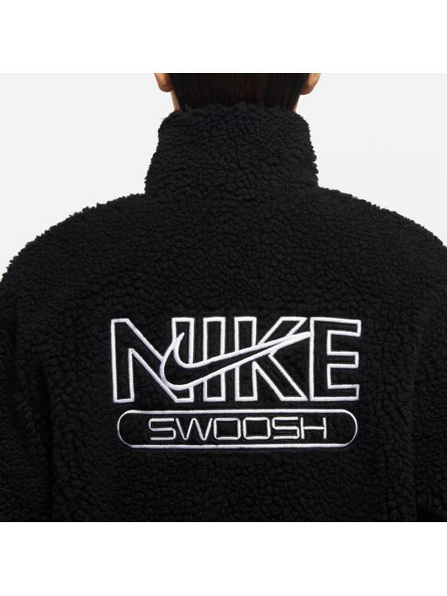 NSW Swoosh Fleece Sherpa Fur Jacket Black - NIKE - BALAAN 6