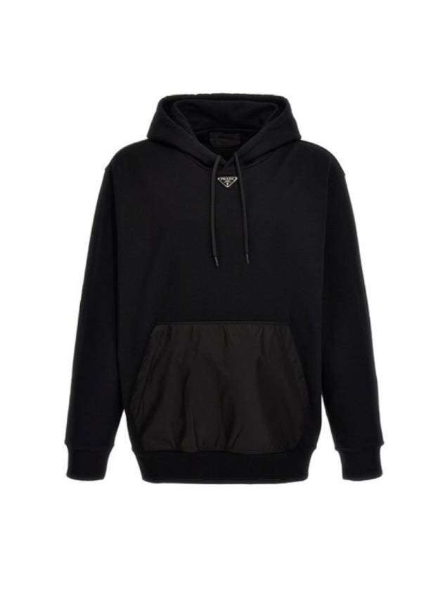 Cotton Fleece Hoodie Black - PRADA - BALAAN 1