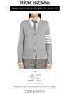 Milano Stitch 4 Bar Classic V Neck Fine Merino Wool Cardigan Grey - THOM BROWNE - BALAAN 3