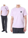 Logo Patch Short Sleeves T-Shirt Pink - STONE ISLAND - BALAAN 3