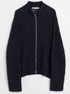 Men's Shrunken Full Zip Polo Zip-Up Cardigan Navy - OUR LEGACY - BALAAN 2