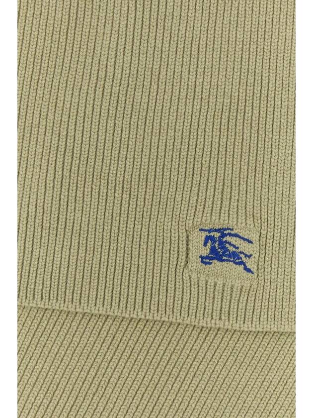 Embroidered Logo Rib Cashmere Scarf Green - BURBERRY - BALAAN 3