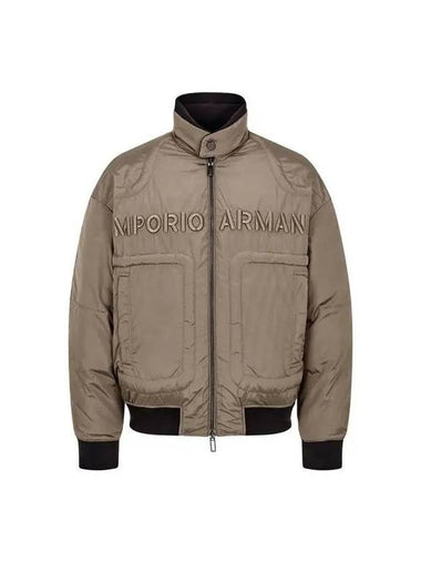 Men s Reversible Nylon Duck Down Padded Jacket Dark Beige 270547 - EMPORIO ARMANI - BALAAN 1