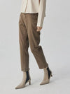 S L Brown color tapered fit cotton pants - GOLD PERCENT - BALAAN 2