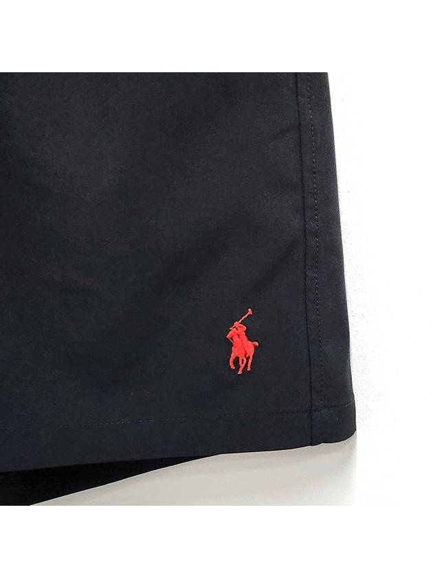 Embroidered Logo Drawstring Swim Shorts Black - POLO RALPH LAUREN - BALAAN 5