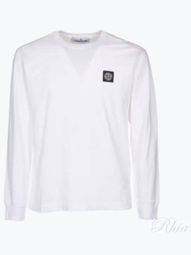 Chest Patch Long Sleeve T-Shirt White - STONE ISLAND - BALAAN 2