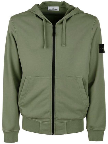 Wappen Patch Cotton Hooded Zip Up Sage - STONE ISLAND - BALAAN 1