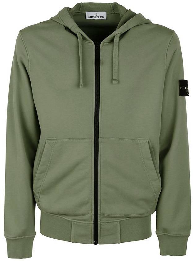 Wappen Patch Cotton Hooded Zip Up Sage - STONE ISLAND - BALAAN 1