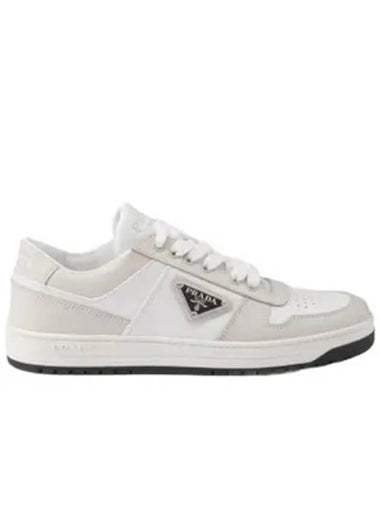 Downtown Leather Low Top Sneakers White Dusty Grey - PRADA - BALAAN 1