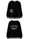 Logo Patch Long College Cardigan Black - CELINE - BALAAN 5