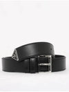 Triangle Logo Leather Belt Black - PRADA - BALAAN 2