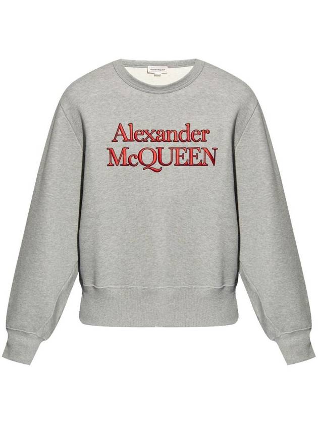 Embroidery Logo Sweatshirt Grey - ALEXANDER MCQUEEN - BALAAN 1