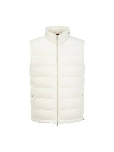 Men s Corduroy High Neck Goose Down Padded Vest Ivory - BRUNELLO CUCINELLI - BALAAN 1