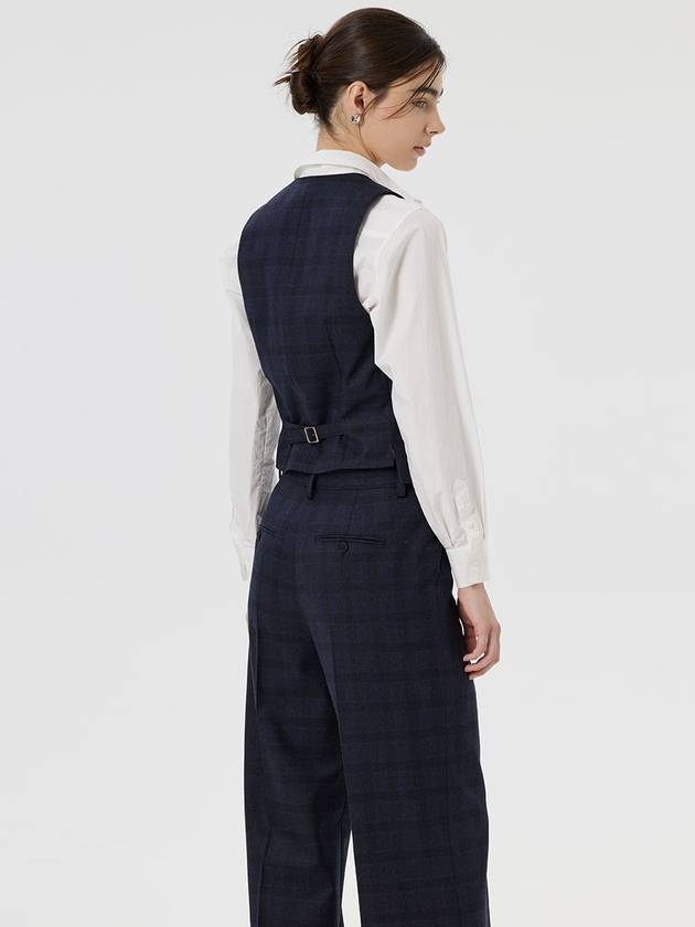 Women's New J Vest Wool Blossom Check Navy - RS9SEOUL - BALAAN 4