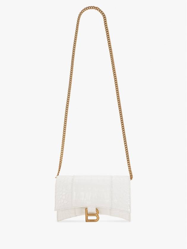 Hourglass Chain Crocodile Embossed Calfskin Medium Wallet White - BALENCIAGA - BALAAN 2