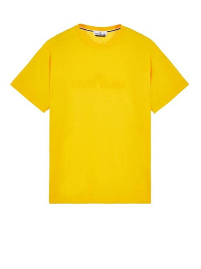 Men's Logo Short Sleeve T-Shirt Yellow - STONE ISLAND - BALAAN 2