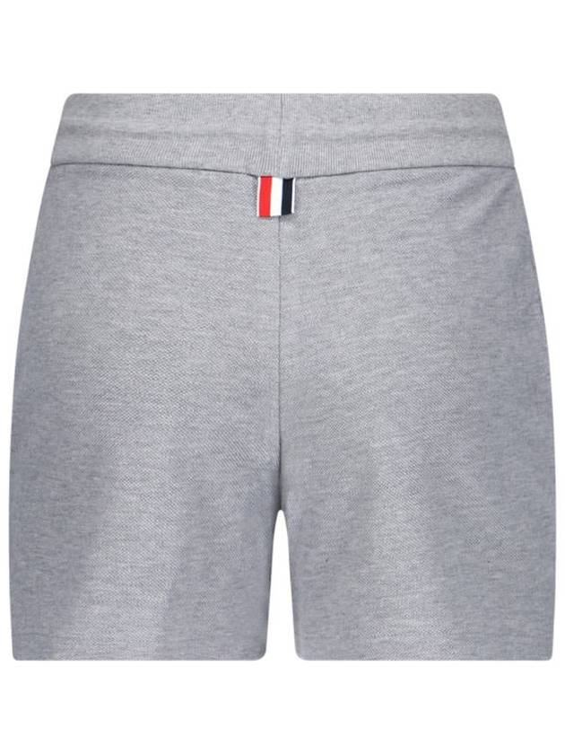 Women's Pique Stripe Rib Gusset Shorts Light Grey - THOM BROWNE - BALAAN 4