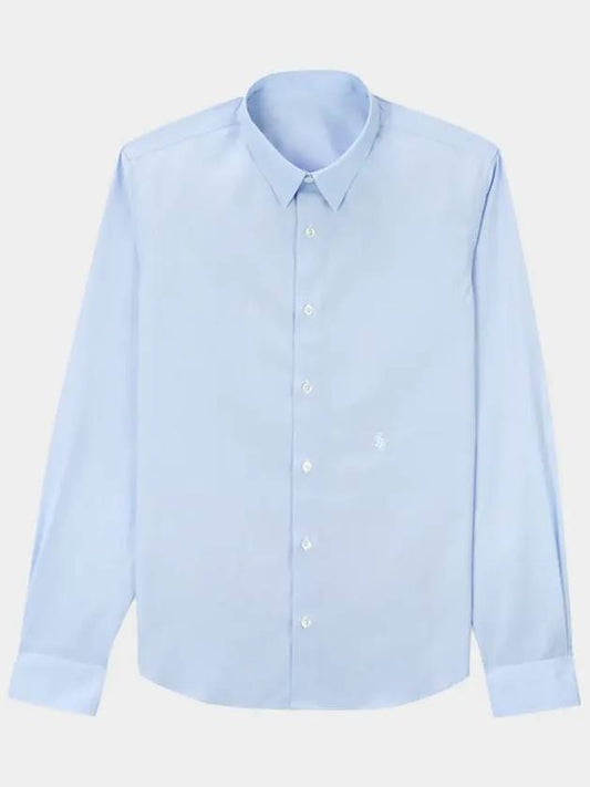 SRC Embroidered Logo Cotton Poplin Long Sleeve Shirt Light Blue - SPORTY & RICH - BALAAN 2