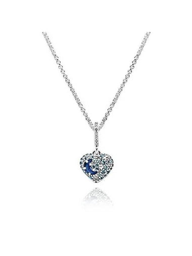 sparkling moon heart necklace silver - PANDORA - BALAAN 1