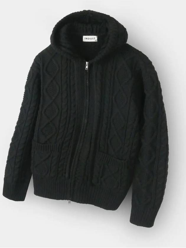 Two way cable hood zip up knit black - INDUST - BALAAN 3