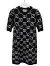 Women's GG Jacquard Short Sleeve Short Dress Black - GUCCI - BALAAN.