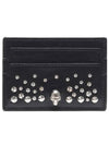 Skull Studded Leather Card Wallet Black - ALEXANDER MCQUEEN - BALAAN 2