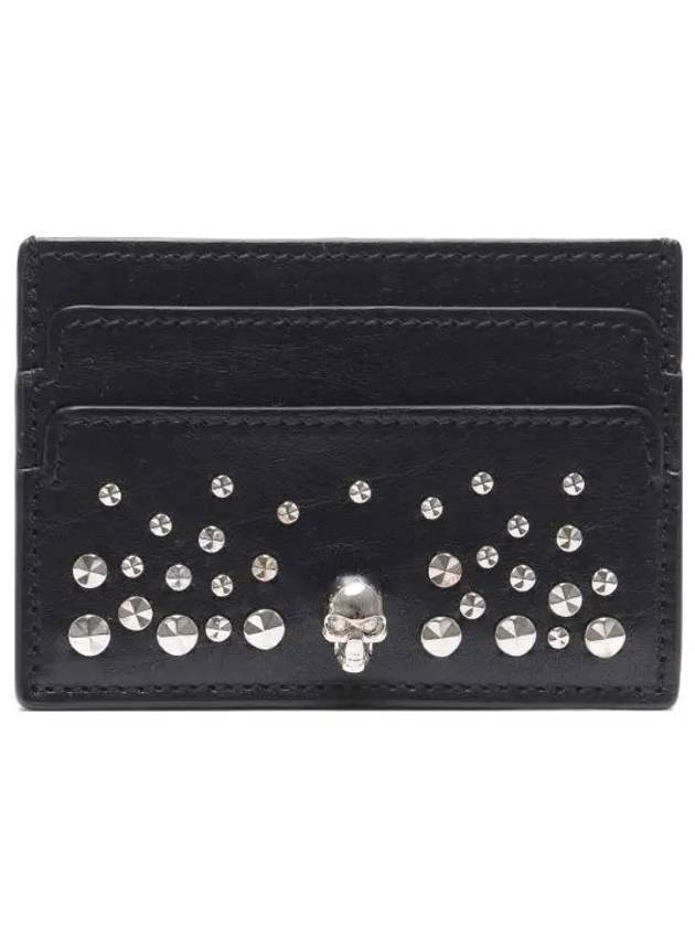 Skull Studded Leather Card Wallet Black - ALEXANDER MCQUEEN - BALAAN 2