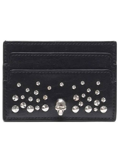 Skull Studded Leather Card Wallet Black - ALEXANDER MCQUEEN - BALAAN 2