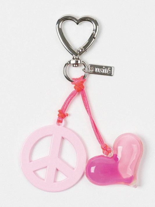 HEART PEACE FREEDOM KEYRING BABY PINK - USITE - BALAAN 1