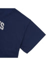 Embroidered Logo Crop Short Sleeve T-shirt Navy - AMI - BALAAN 5