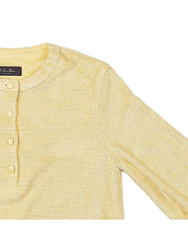 Panarea Henley Jumper Cotton Linen Knit Top Pineapple Sorbet - LORO PIANA - BALAAN 5