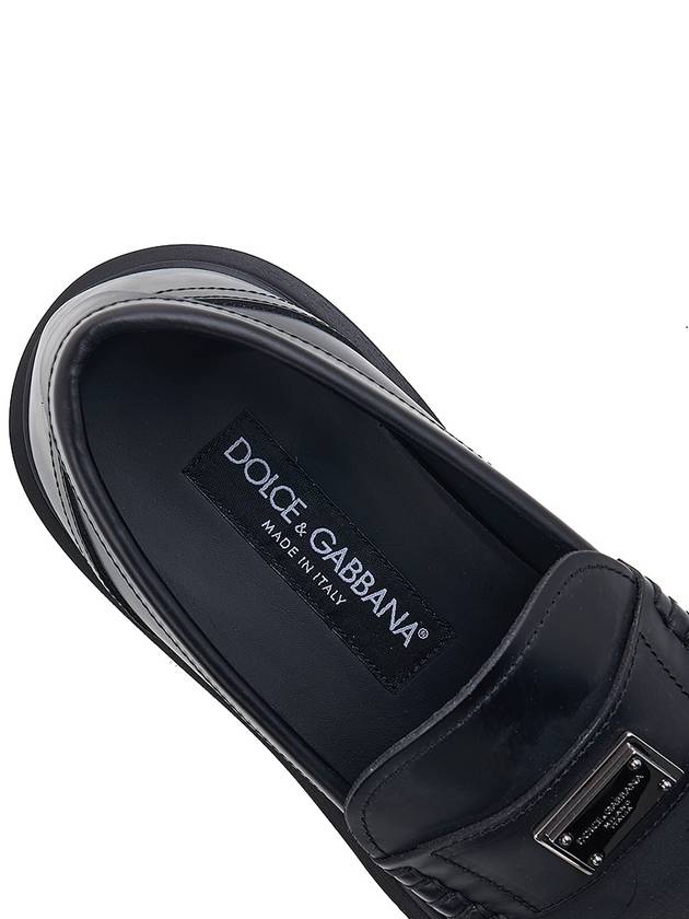 Metal Logo Tag Leather Loafers Black - DOLCE&GABBANA - BALAAN 8