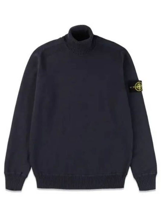 Waffen Patch Cotton Knit Turtleneck Blue - STONE ISLAND - BALAAN 2