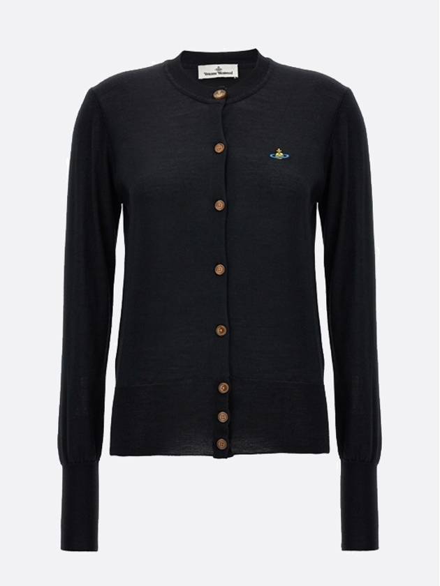 Bea Embroidered Logo Cardigan Black - VIVIENNE WESTWOOD - BALAAN 2