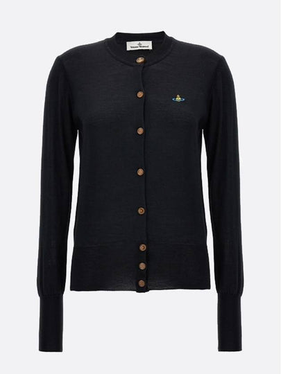 Bea Embroidered Logo Cardigan Black - VIVIENNE WESTWOOD - BALAAN 2