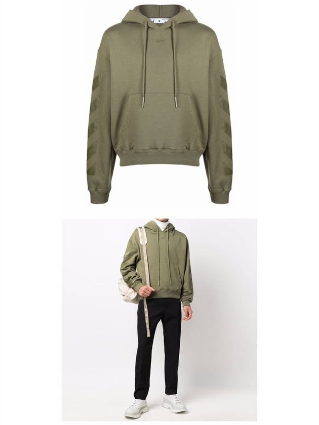 OMBB037F21FLE0075555 Lovely Arrow Over Hooded Sweatshirt Khaki Green Men’s T-Shirt TR - OFF WHITE - BALAAN 4