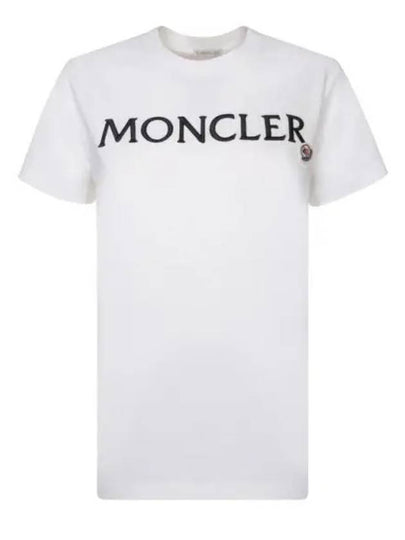 Women's Embroidered Logo Short Sleeve T-Shirt White - MONCLER - BALAAN 2