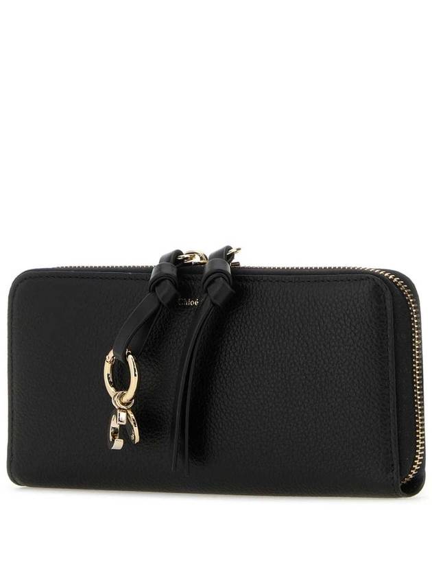 Alphabet Charm Grain Leather Long Wallet Black - CHLOE - BALAAN 3