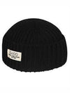 Rib Wool Label Beanie Black - GUCCI - BALAAN 5