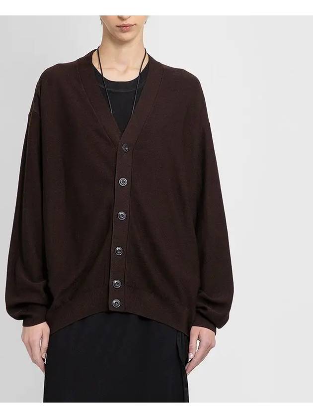 Relaxed Twisted Merino Wool Blend Cardigan Brown - LEMAIRE - BALAAN 4