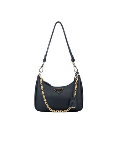 Triangle Logo Chain Shoulder Bag Black - PRADA - BALAAN 1