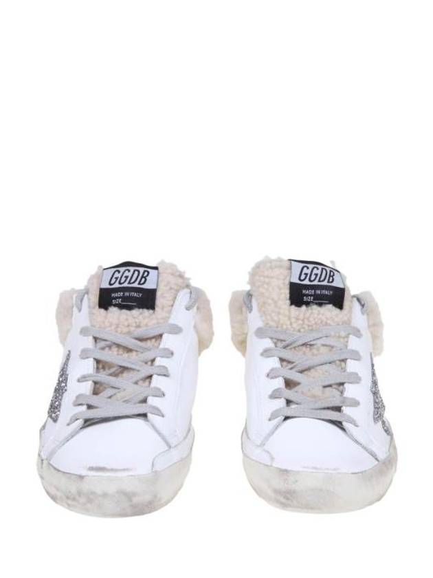 Superstar Sabot Glitter Shearing Lining Leather Low Top Sneakers Silver White - GOLDEN GOOSE - BALAAN 4