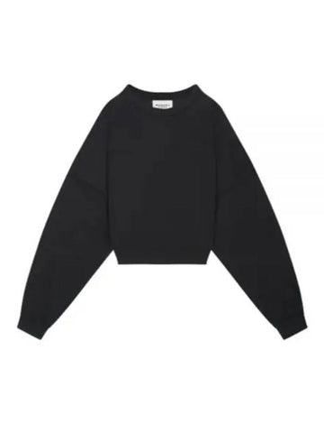 Sheila Cropped Cotton Sweatshirt Black - ISABEL MARANT - BALAAN 1