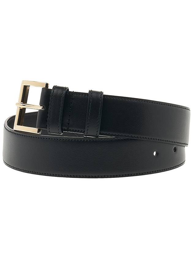 Triangle Logo Plaque City Leather Belt Black - PRADA - BALAAN 3