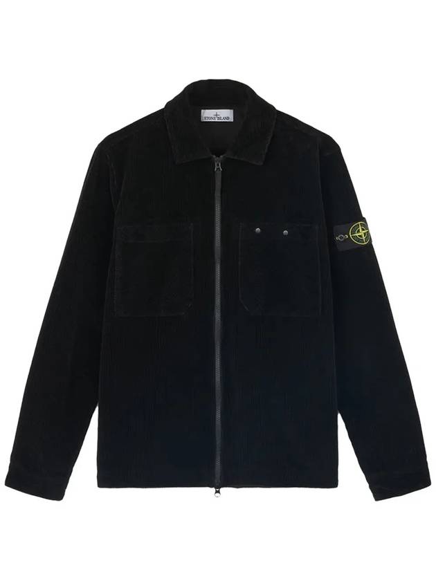 Organic Cotton Corduroy Zip-Up Jacket Black - STONE ISLAND - BALAAN 2