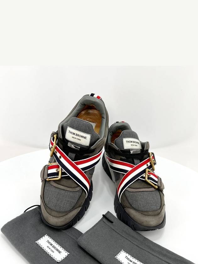 Three stripe strap sneakers gray size 40 - THOM BROWNE - BALAAN 3