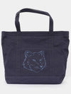 Fox Head Large Tote Bag Navy - MAISON KITSUNE - BALAAN 3