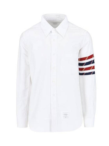 4-bar Oxford Long Sleeves Shirt White - THOM BROWNE - BALAAN 1