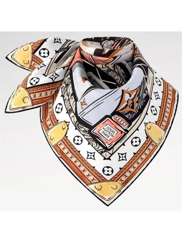 LV Library Square 70 Scarf White - LOUIS VUITTON - BALAAN 5